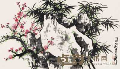 谢稚柳 戊辰（1988年）作 双清图 镜心 48×83cm